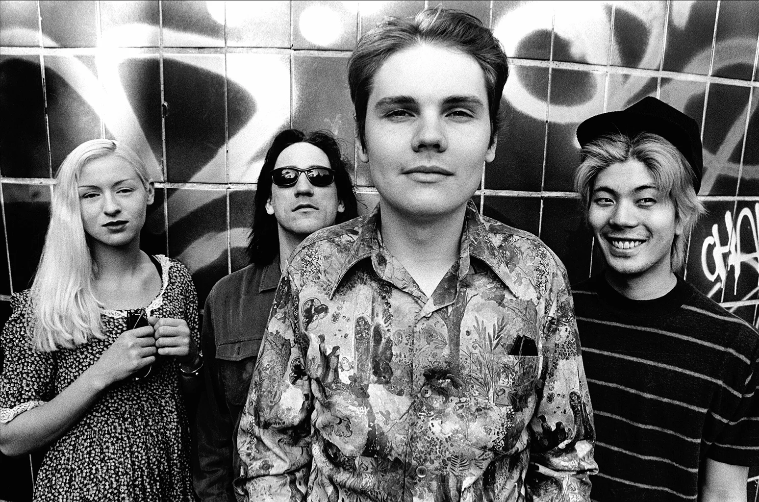 The Smashing Pumpkins as a four-piece in London, July 1993—color photograph by Paul Bergen/Redferns, reproduced on Billboard.